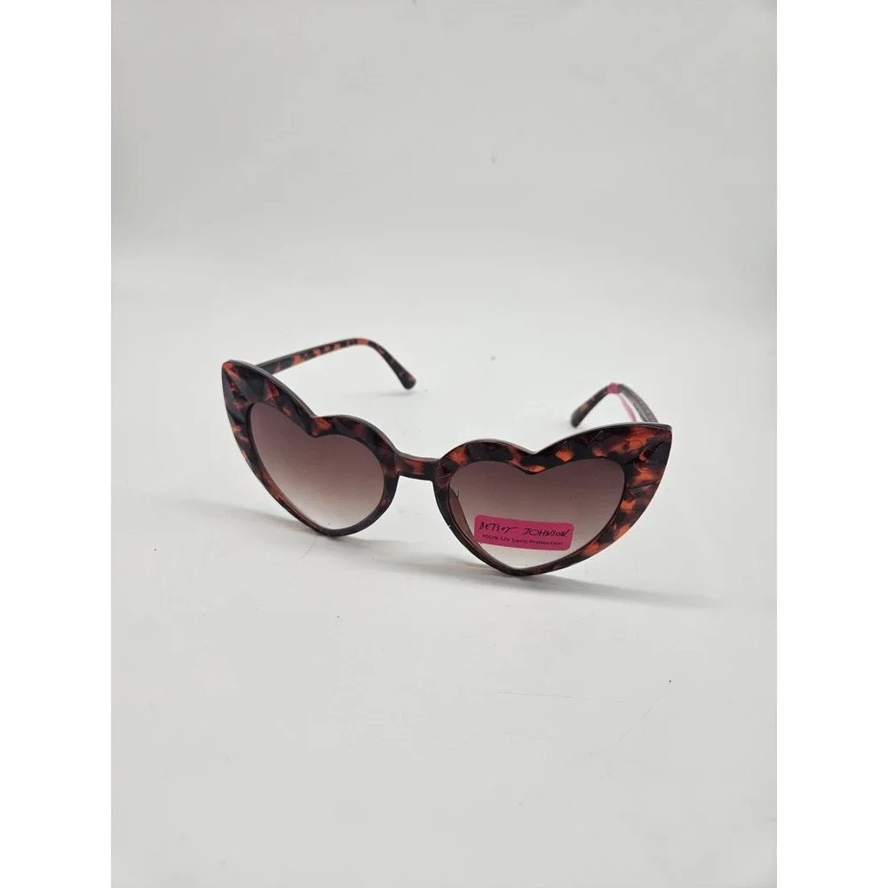 Betsey Johnson Heart Shaped Gradient Sunglasses -Faceted Tortoiseshell Frame